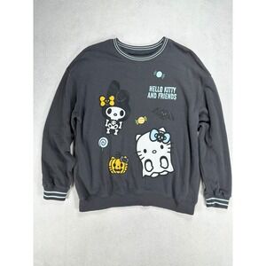Sanrio Hello Kitty and Friends Halloween Sweatshirt Gray Ghost Skeleton Large